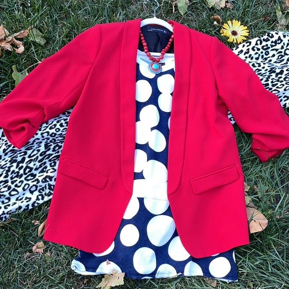 🌺 ESCIO - Navy & White; Flattering Polka Dot Short Dress in Misses Size Small! - Picture 2 of 11